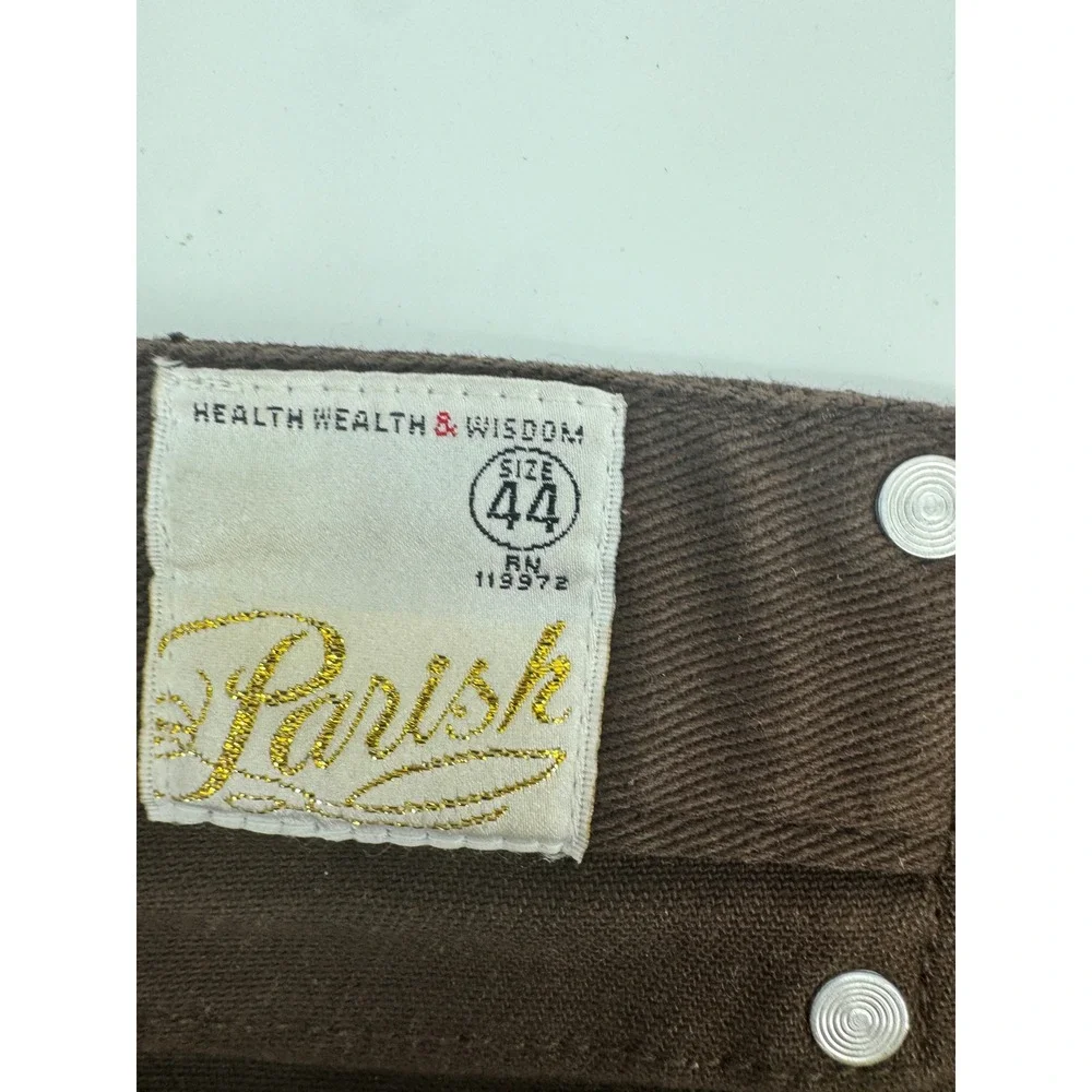 Y2K Parish‎ Brown Jeans 44 Straight Leg Cotton Casual Pants Hip Hop Button Fly